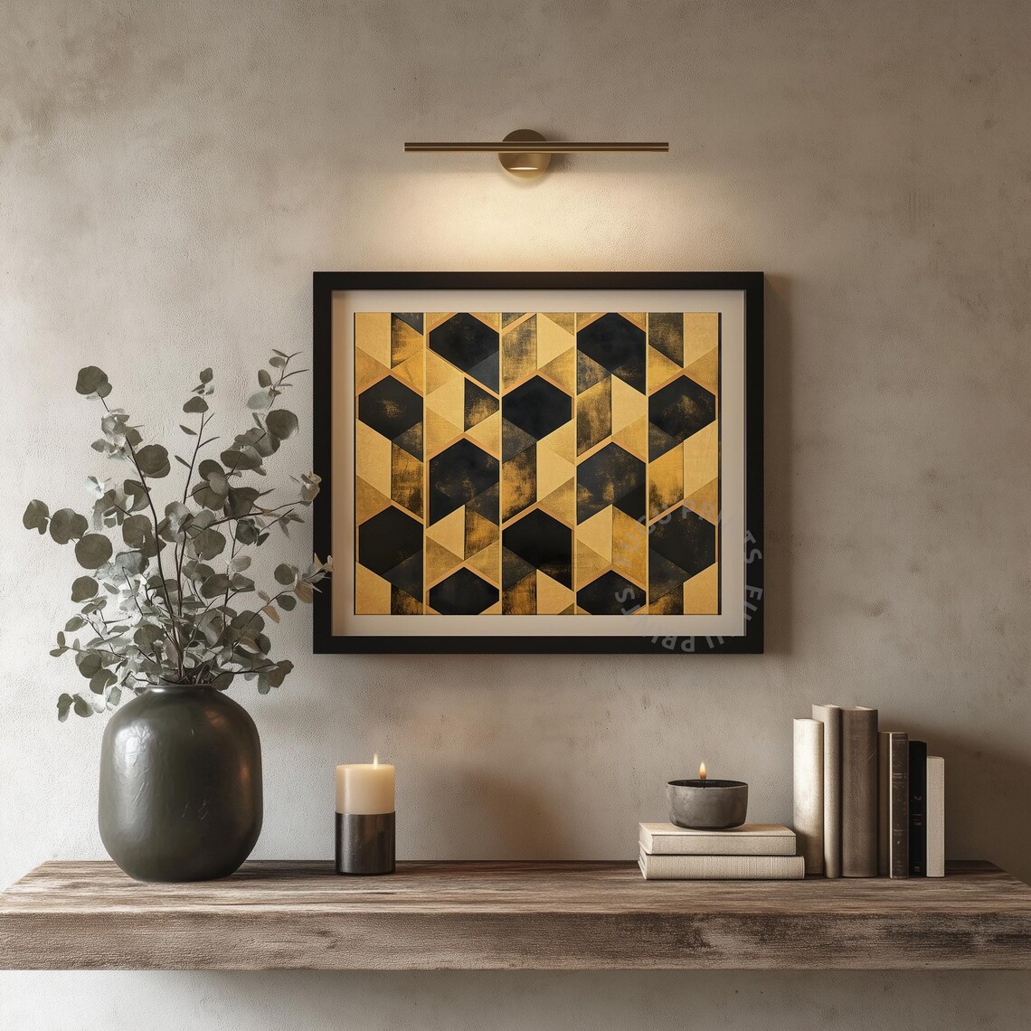 Black Gold Geometric Art Deco Abstract Decor - Image 4