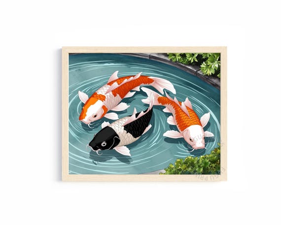 Koi Fish Japanese Zen Home Decor Art