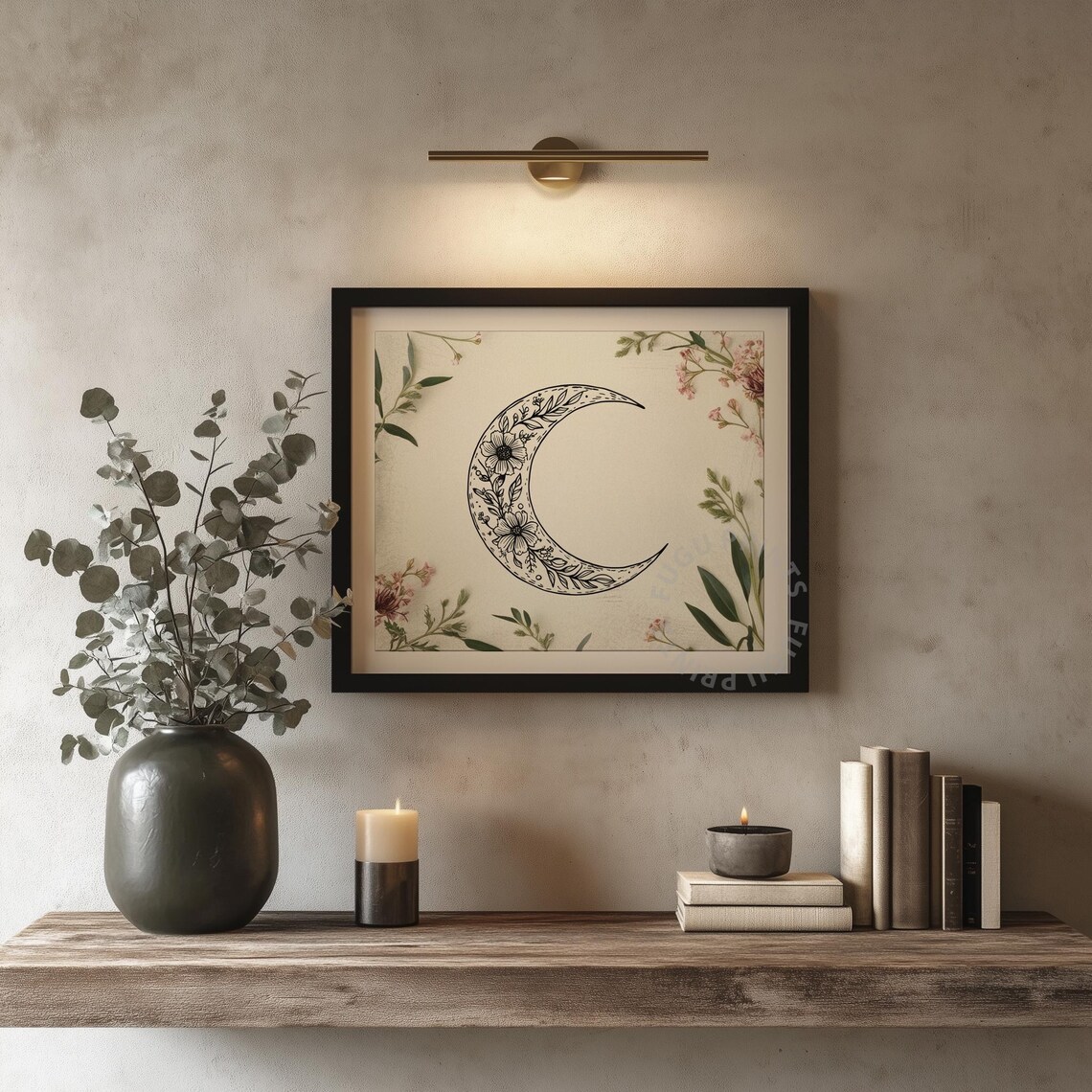 Floral Moon Art Print, Boho Celestial Decor - Image 4