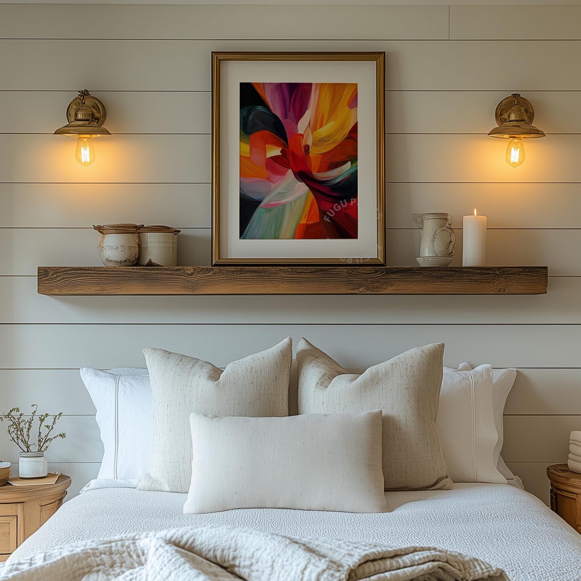 Abstract Swirl Wall Art Red Orange Art Modern Decor 155 - Image 2