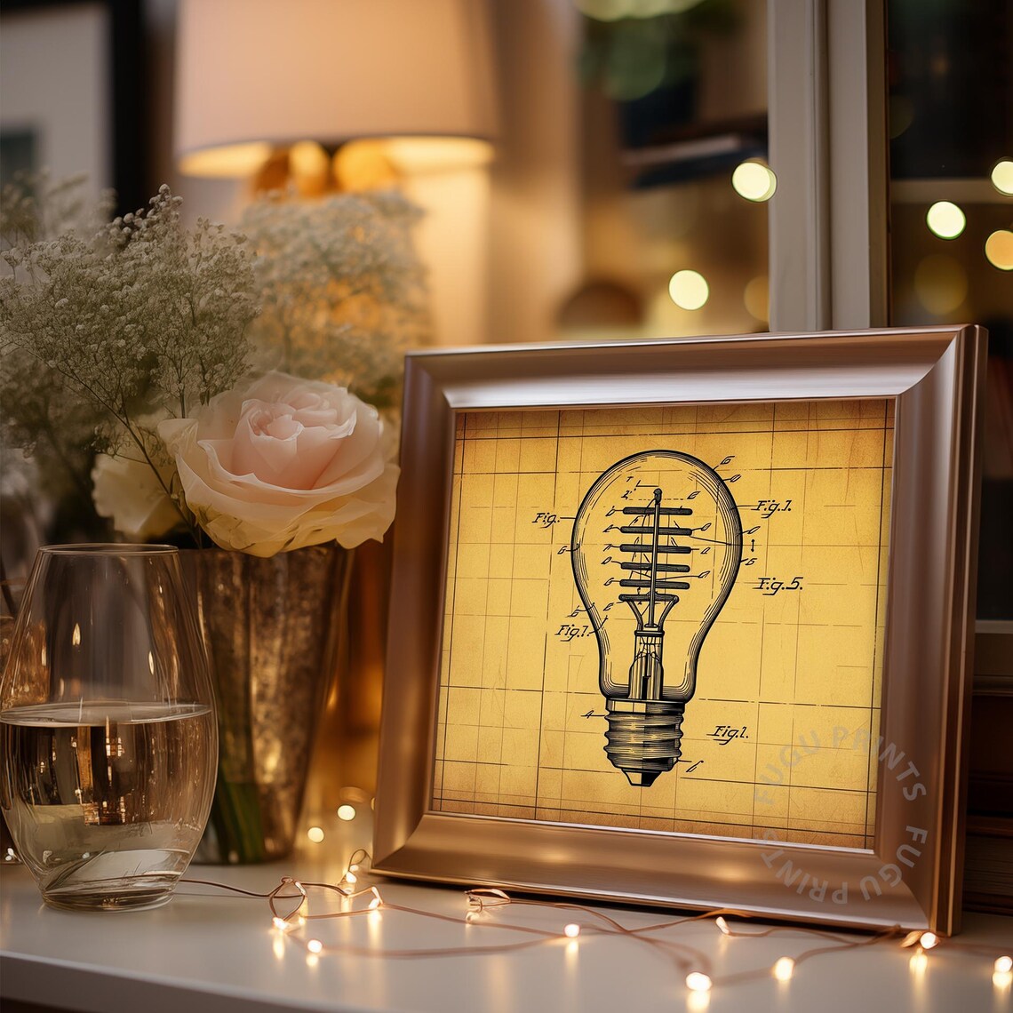 Light Bulb Patent Vintage Blueprint, Edison - Image 3