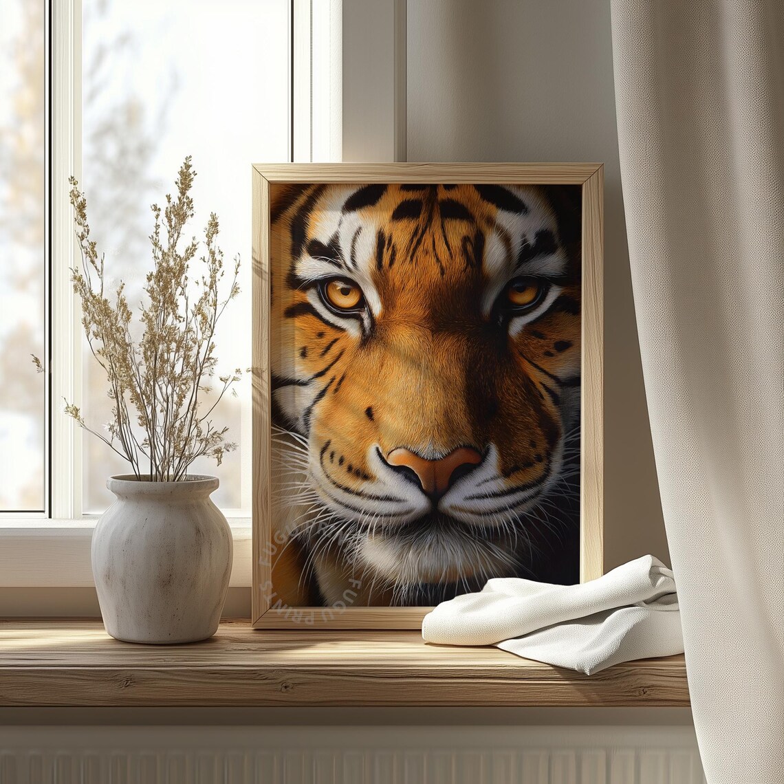 Fierce Tiger Face Close Up Orange Striped Wildlife Portrait Poster - Image 4