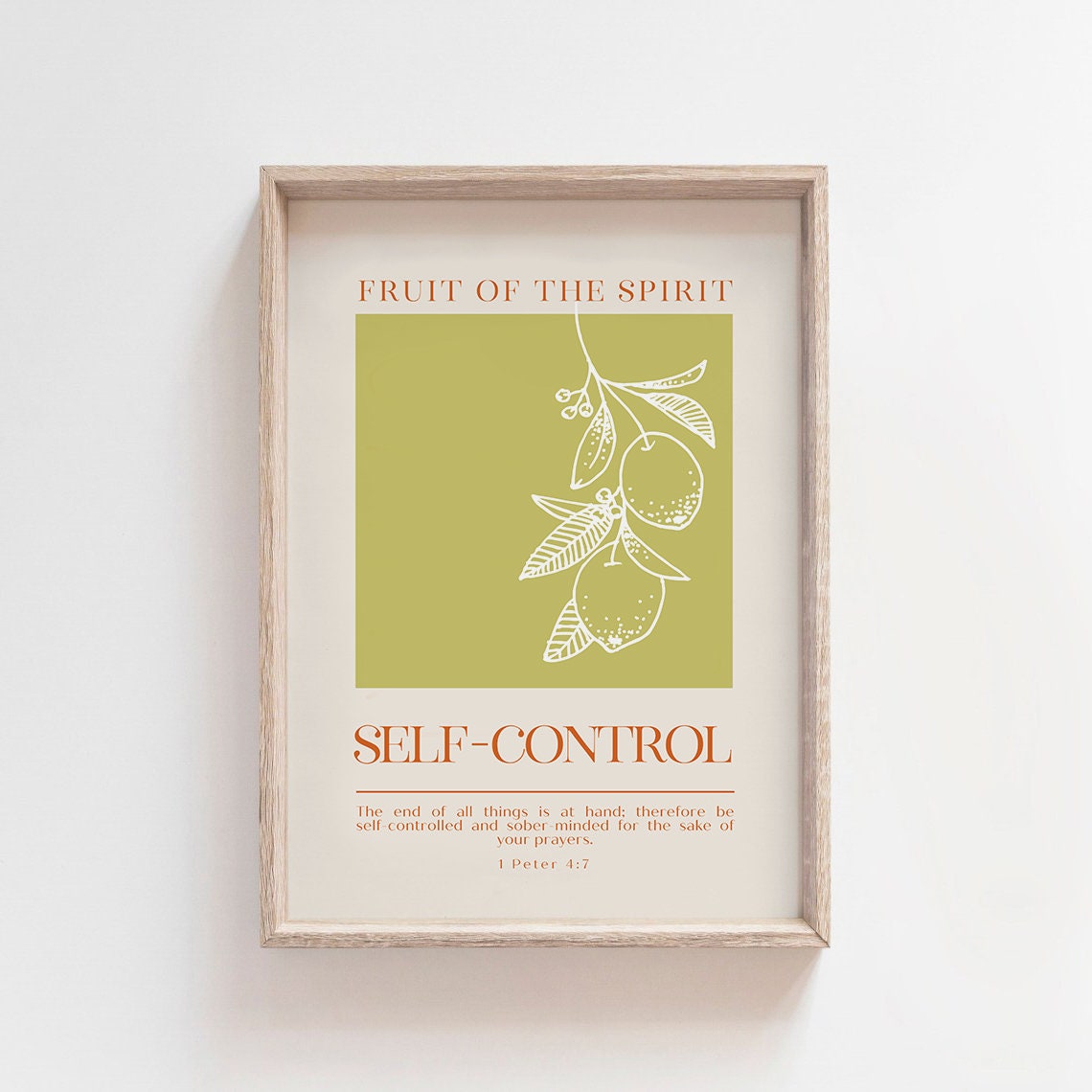 Fruit Of The Spirit Wall Art Print Galatians 522 Christian Wall Art Scripture Wall Art Self Control Bible Verse Print - Image 3