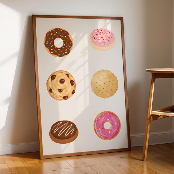 Biscuits Teacakes And Doughnuts Print Art A3 A4 A5 Cafe Prints Coffee Station Poster Bar Cart