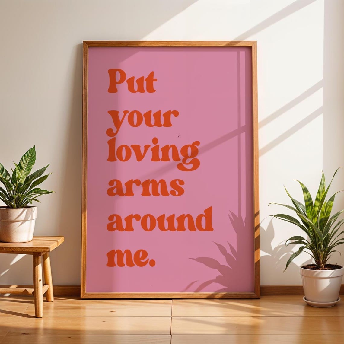 Put Your Loving Arms Around Me Pink Retro Typography Lyric Poster