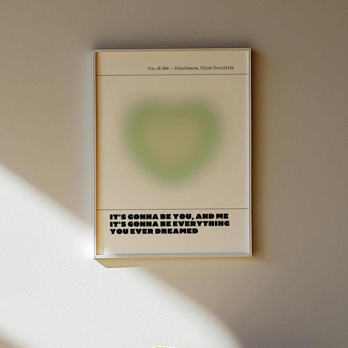 You And Me Disclosure Green Heart Aura Gradient Song Lyric Art Poster
