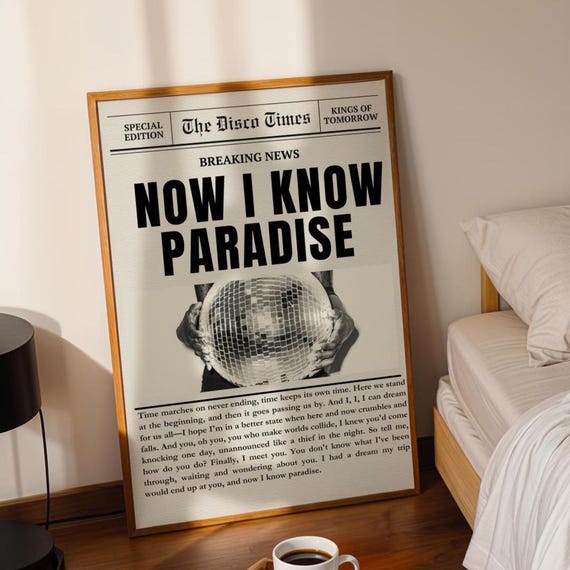 Finally Kings Of Tomorrow Inspired Newspaper Lyric Print Offwhite And Black Ibiza Funky Disco House Music A1 A2 A3 Typographic Ball