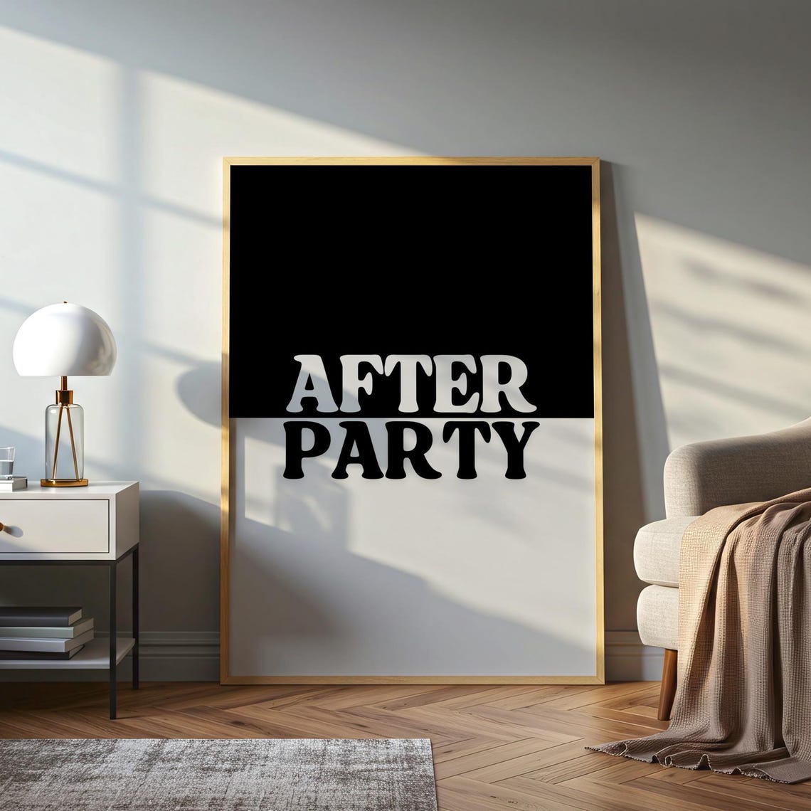 After Party Bold Black White Retro Typographic Nightclub Poster