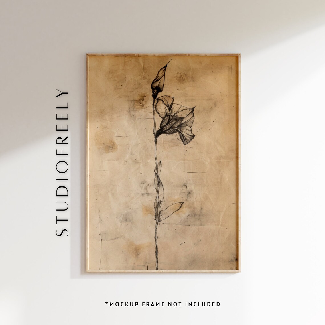 Gladiolus Flower Sketch Art Print Minimalist Charcoal Drawing File