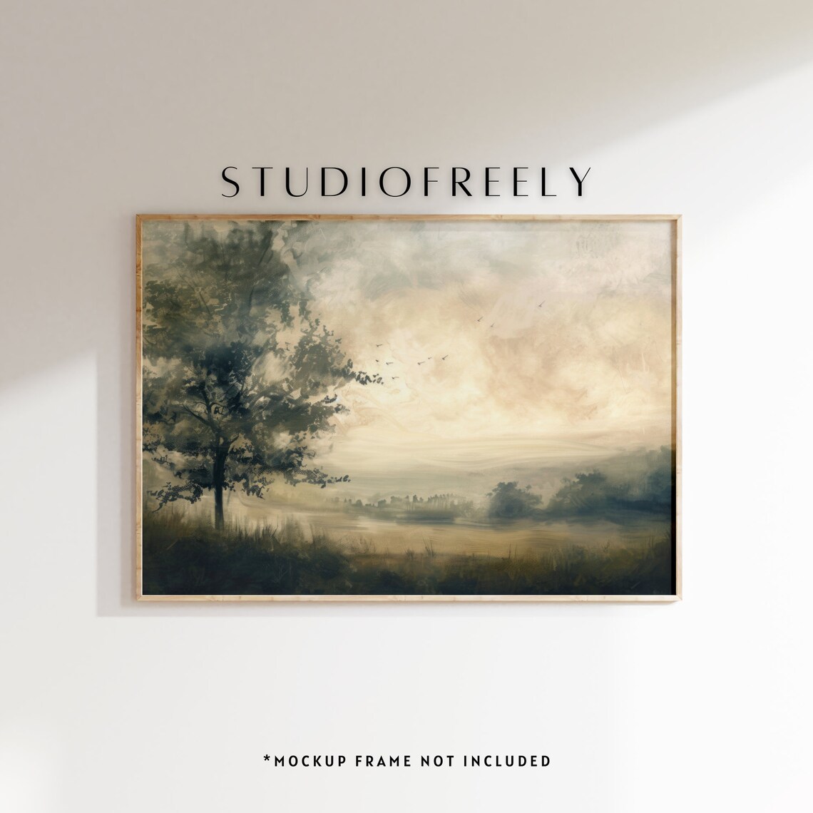 Misty Countryside Landscape Art Print, Rustic Decor