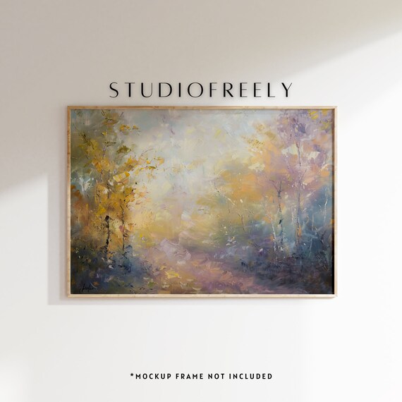 Impressionist Autumn Forest Art Print Pastel Landscape Wall Decor