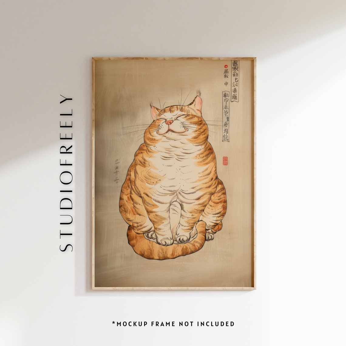 Ukiyo-e Orange Tabby Cat Art Print