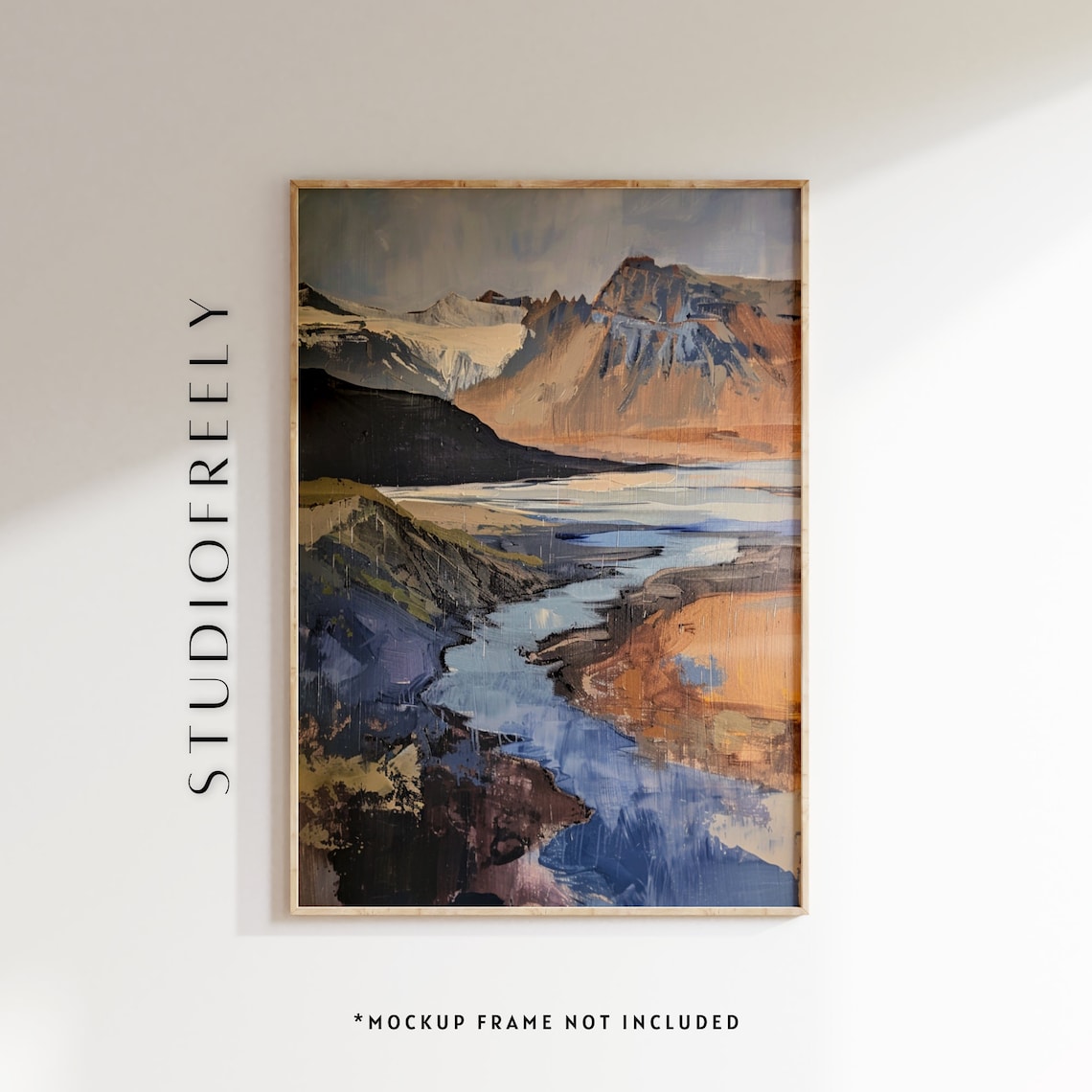 Icelandic Landscape Oil Painting, River Golden Plains
