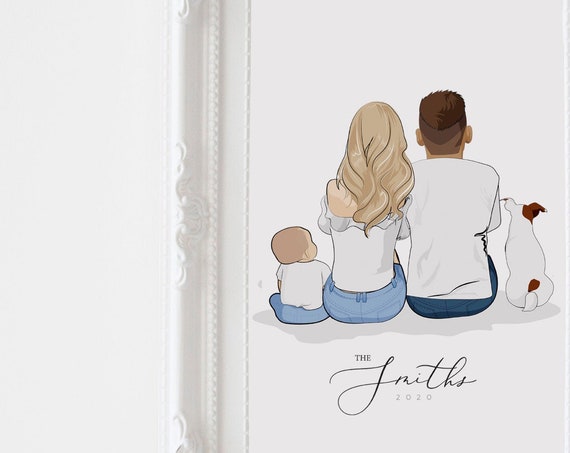 The Smiths 2020 Personalized Family with Dog Portrait Poster