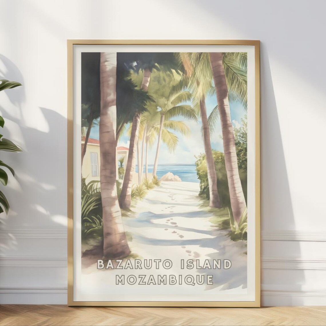 Bazaruto Island Mozambique Travel Poster, Tropical Beach