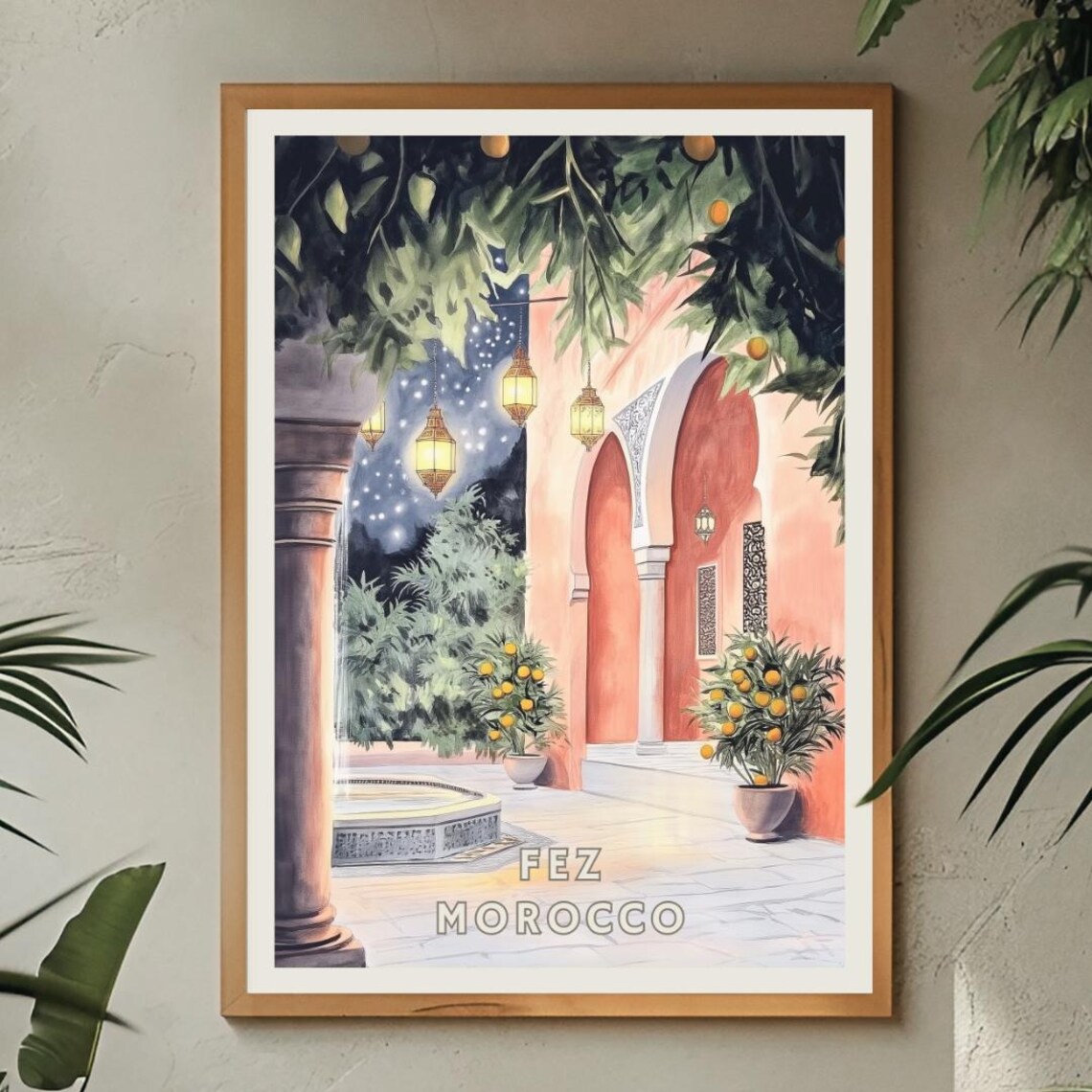 Fez Morocco Poster, Moroccan Courtyard Travel Decor - Image 2