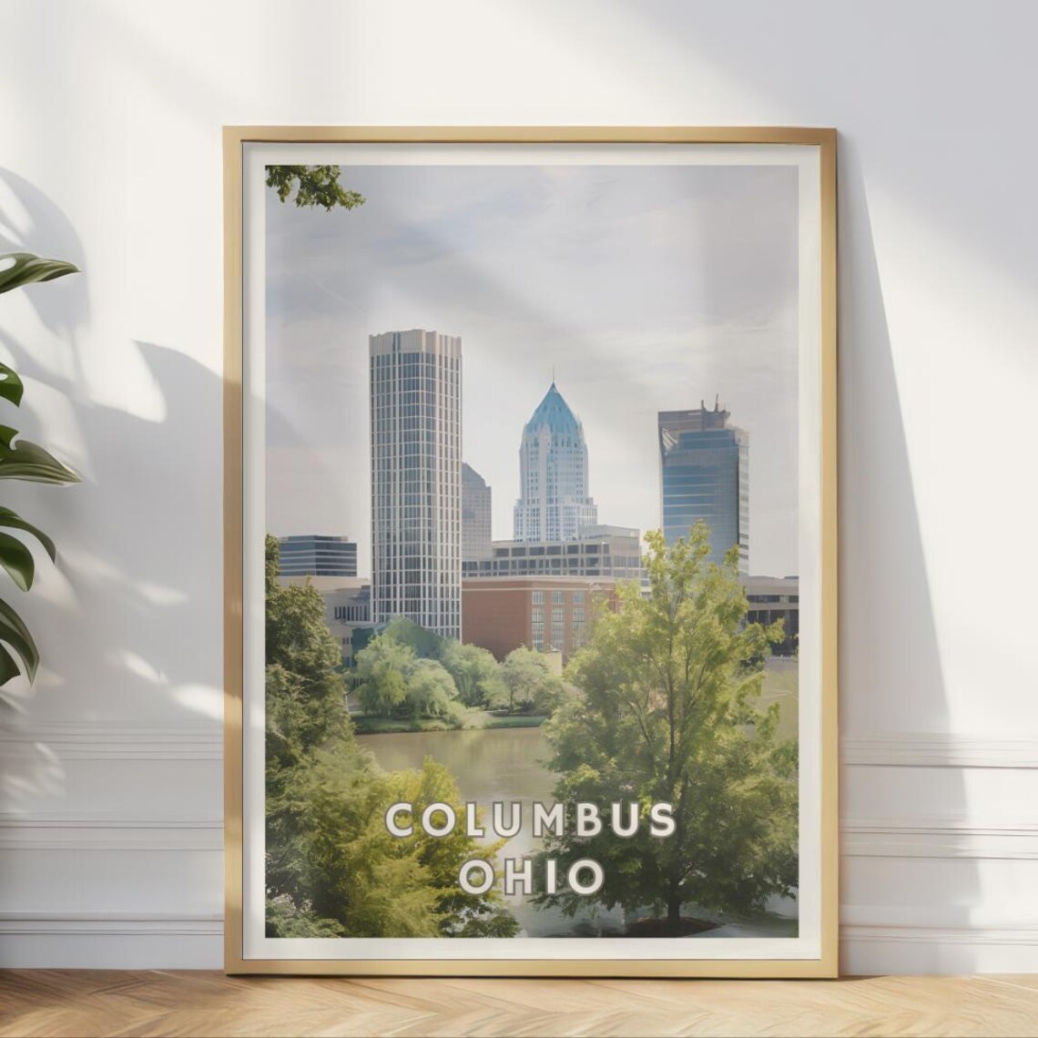Columbus Ohio Poster, Downtown Skyline Cityscape