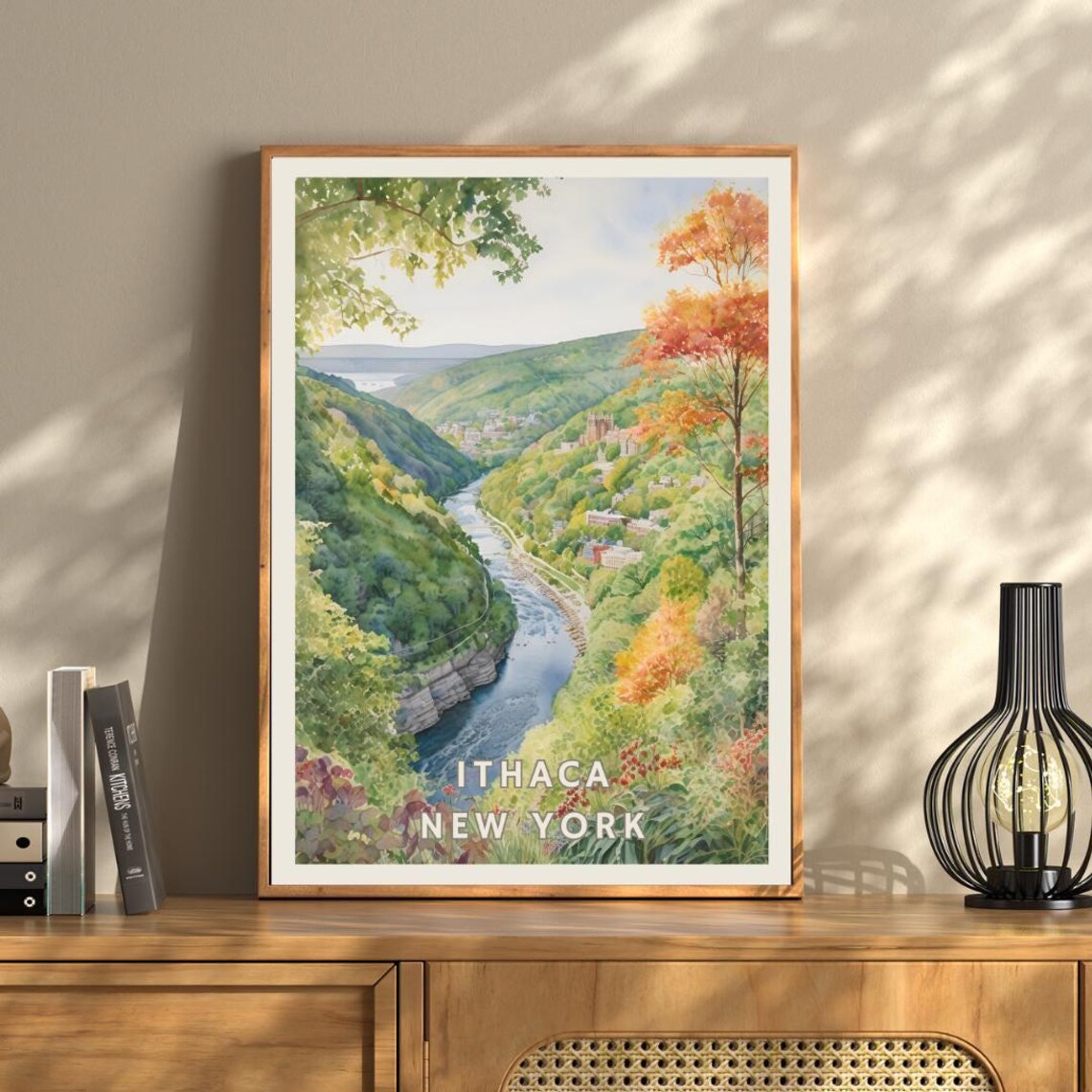 Ithaca New York, Autumn Landscape Travel Poster - Image 3