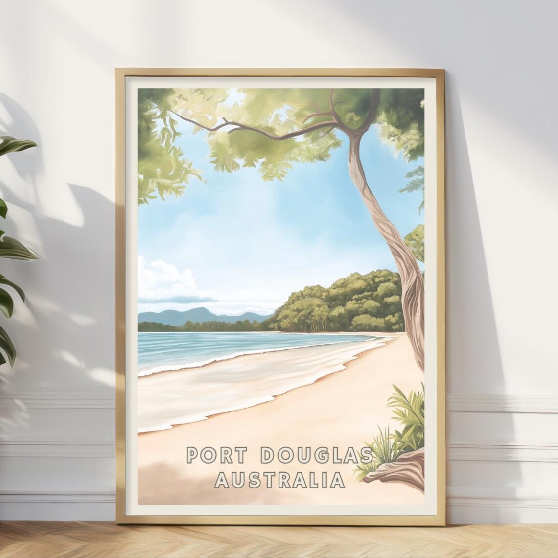 Port Douglas Australia Tropical Beach Sand Palm Travel Art Poster