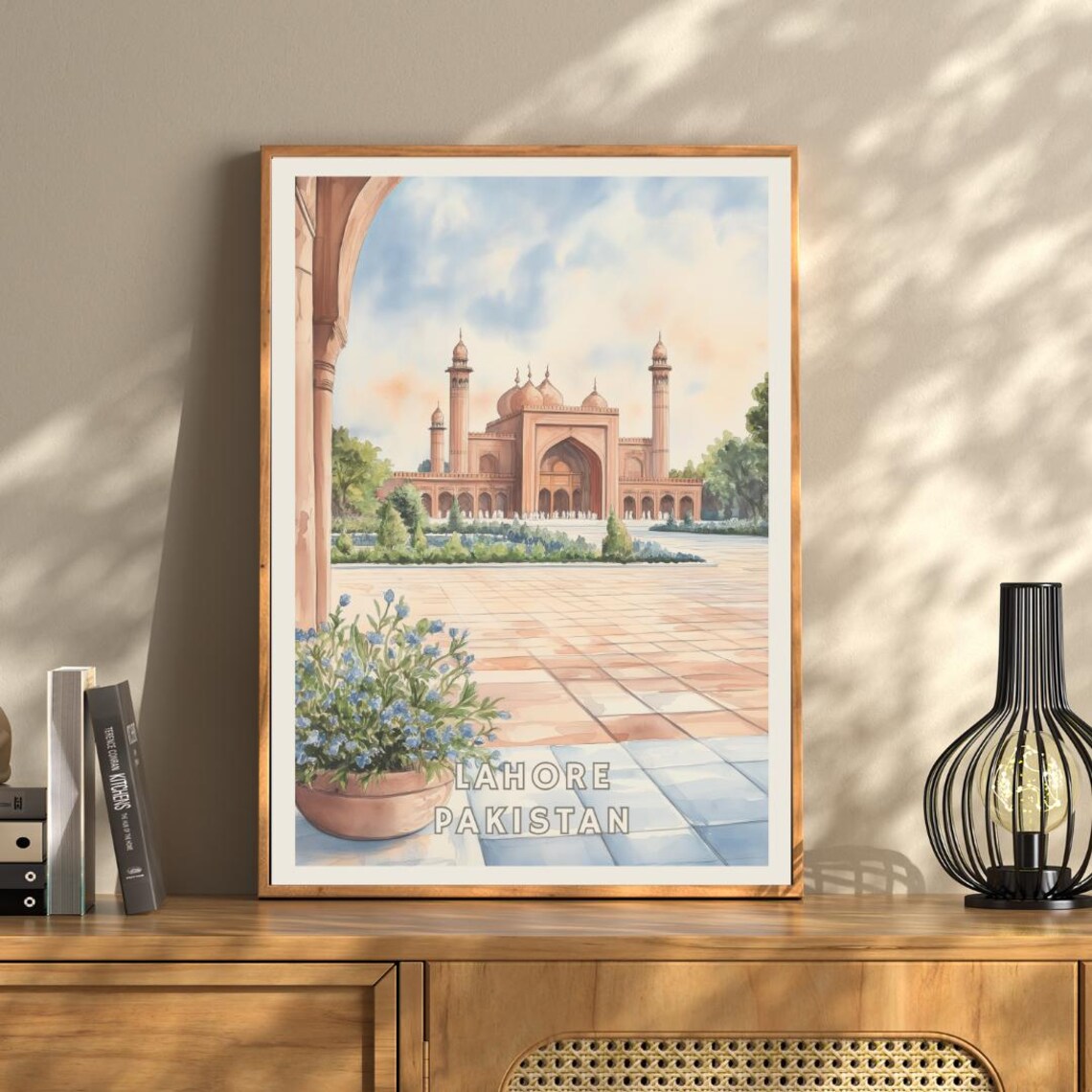 Lahore Pakistan Poster, Grand Mosque Travel Poster - Image 3