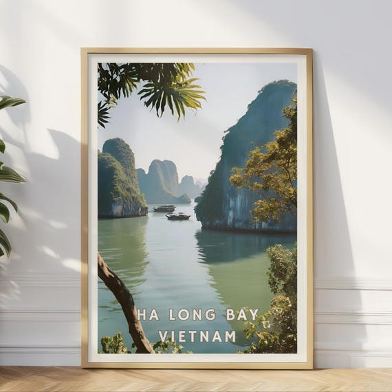 Ha Long Bay Vietnam Poster Scenic Seascape Wall Art Limestone Karst Landscape Print Tropical Travel Decor Southeast Asia Artwork