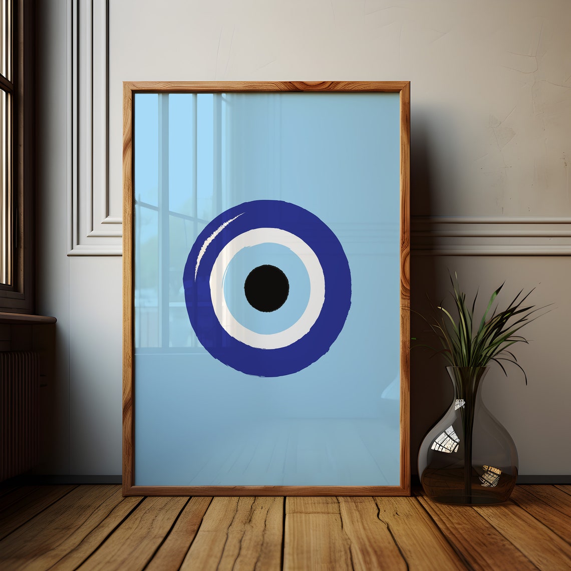 Minimalist Blue Evil Eye Symbol Nazar Protection Modern Poster - Image 3