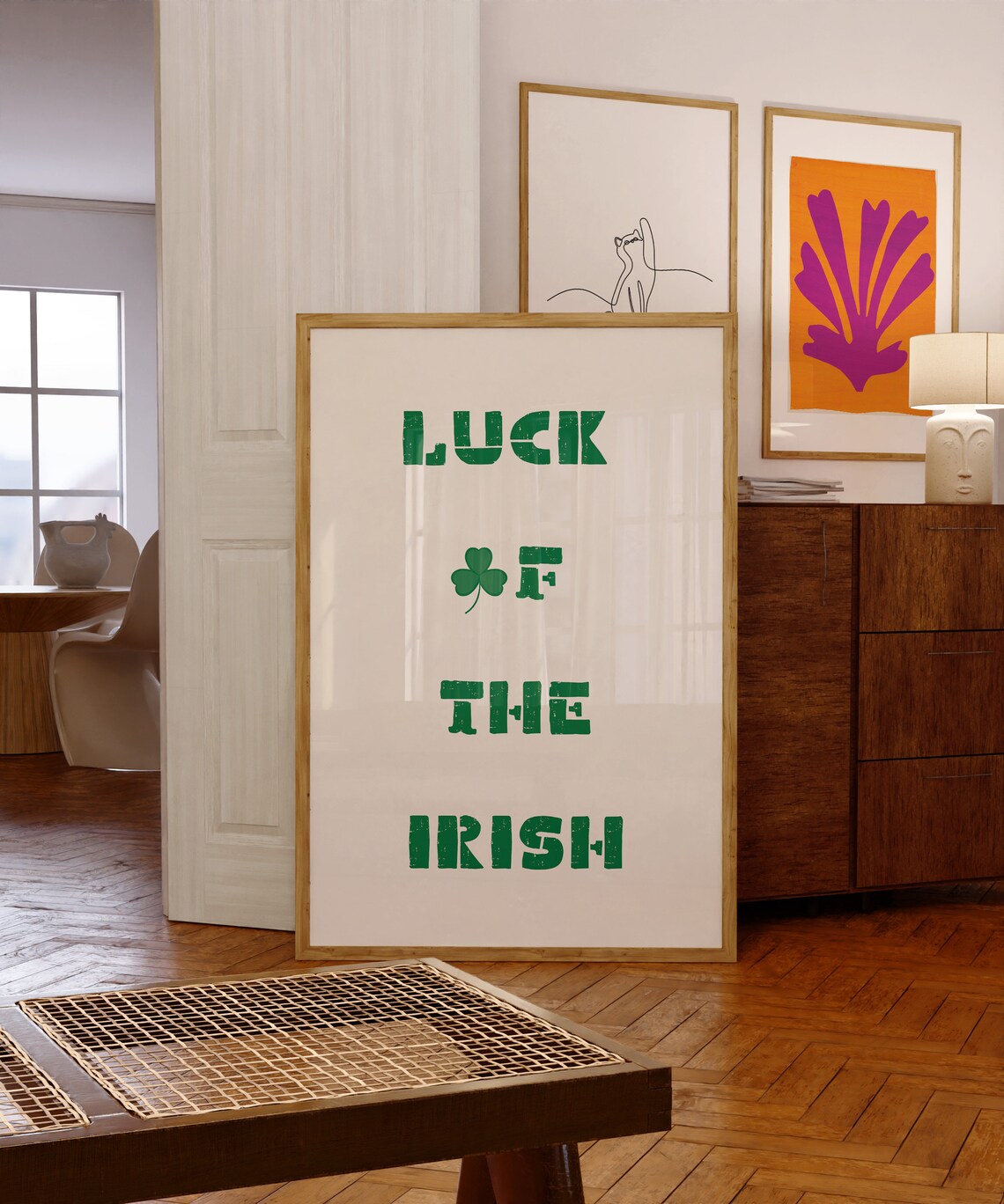 Luck of the Irish Green Shamrock Vintage Typography Art Poster - Image 3