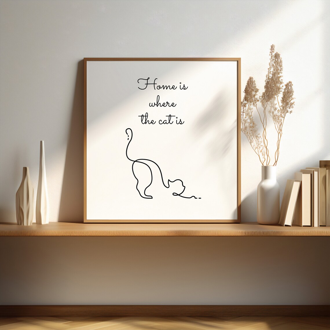 Line Art Cat Drawing, Minimalist Modern Decor - Image 3