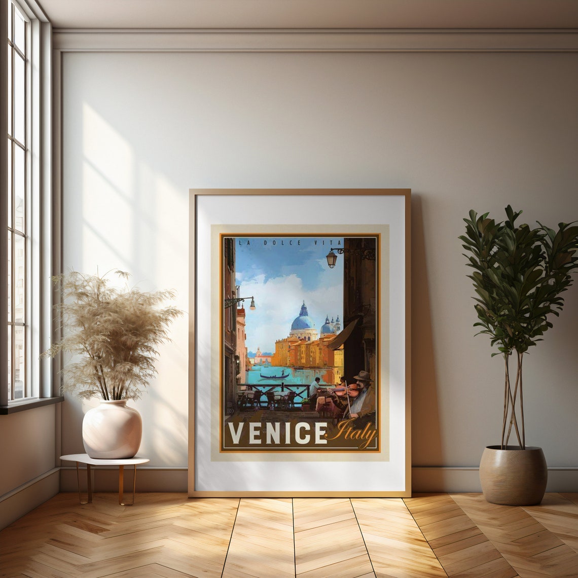 La Dolce Vita Venice Italy Canal Gondola Vintage Travel Poster - Image 2