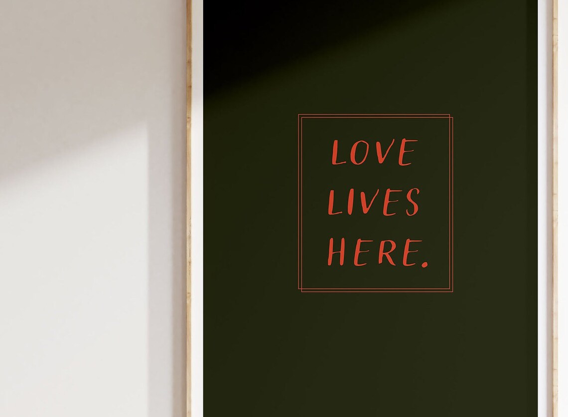 Love Lives Here Instant Wall Art Home Decor Typography Retro Wall Art Three Color Options - Image 6