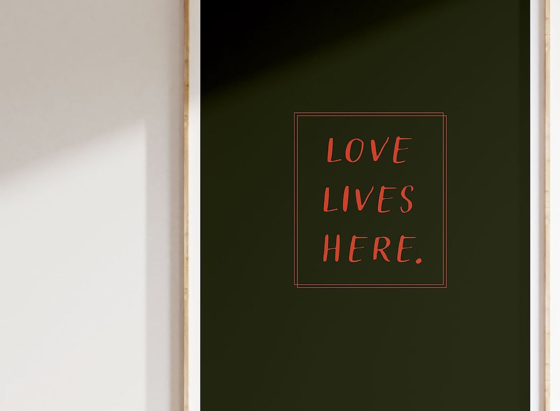 Love Lives Here Minimalist Beige Home Quote Decor Poster Gift - Image 6