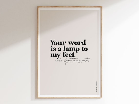 Your Word Is A Lamp To My Feet Psalm 119105 Christian Bible Verse Art Modern Scripture Poster Beautiful Home Decor