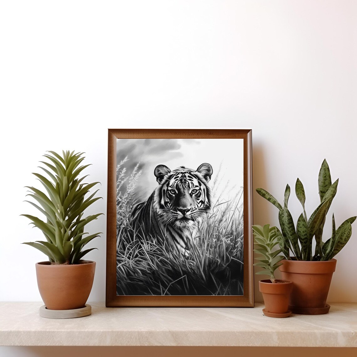 Tiger Portrait, Black And White Vintage Artwork - Image 4