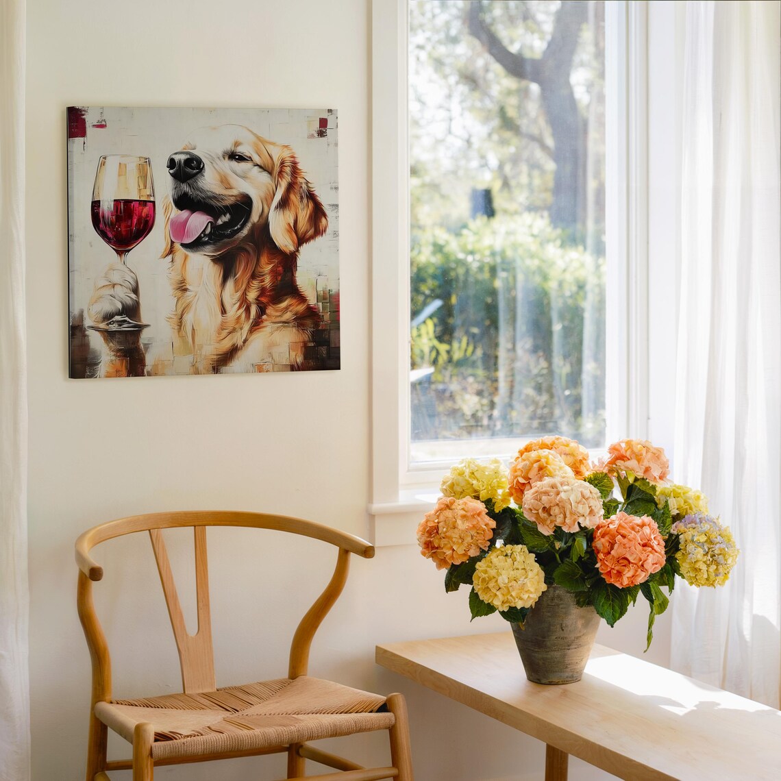 Golden Retriever Drinking Wine, Funny Kitchen Art - Image 3