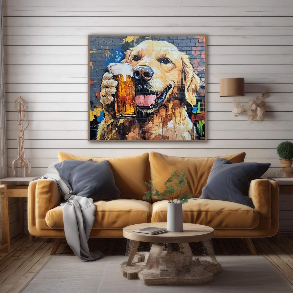 Golden Retriever Drinking Beer, Funny Animal Poster - Image 4