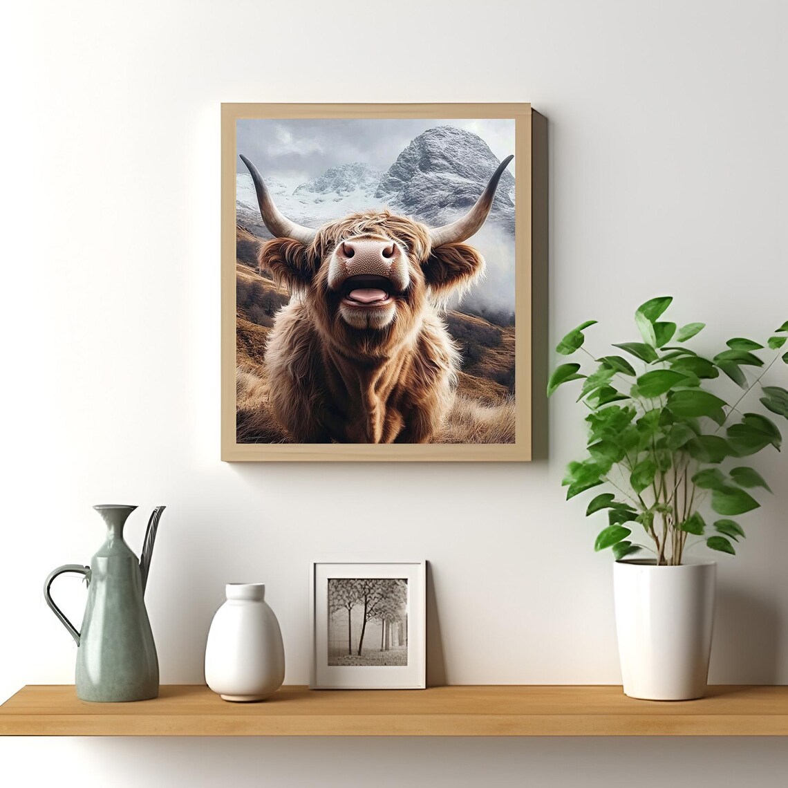 Highland Cow Art Print, Funny Rustic Cabin Gift - Image 2