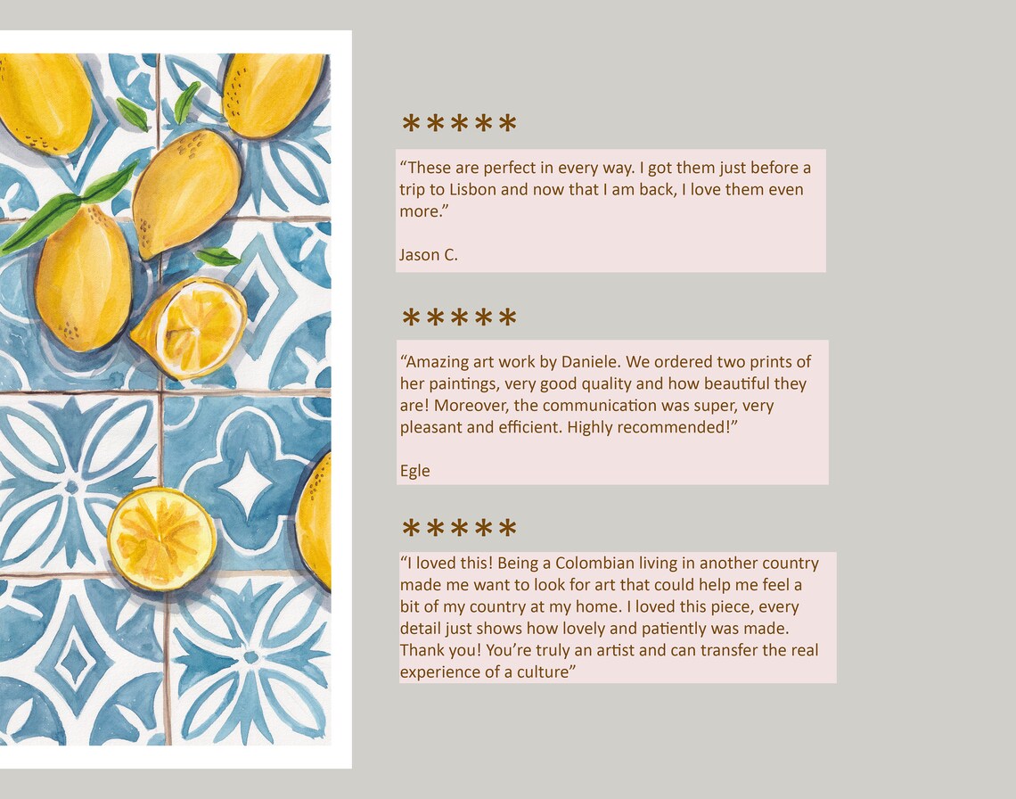 Lemon Art Print, Traditional Portugal Tiles Lisbon Aesthetic - Image 2