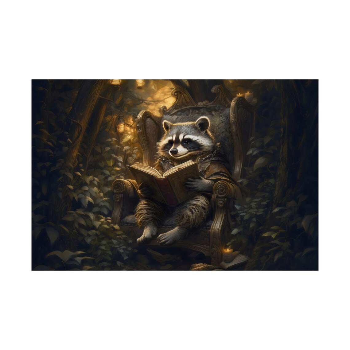 Reading Raccoon Maximalist Eclectic Victorian Art Print - Image 2