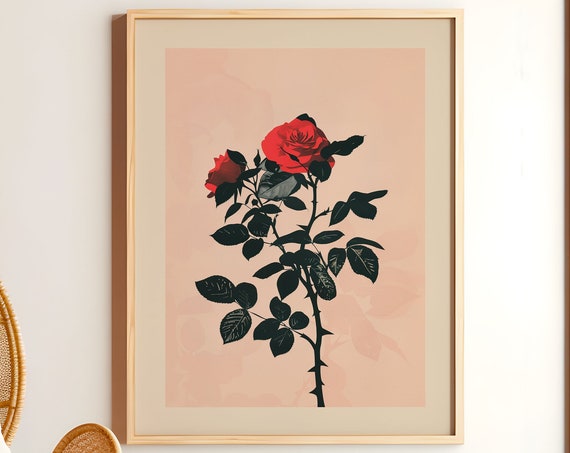 June Birth Flower Rose Botanical Art Print