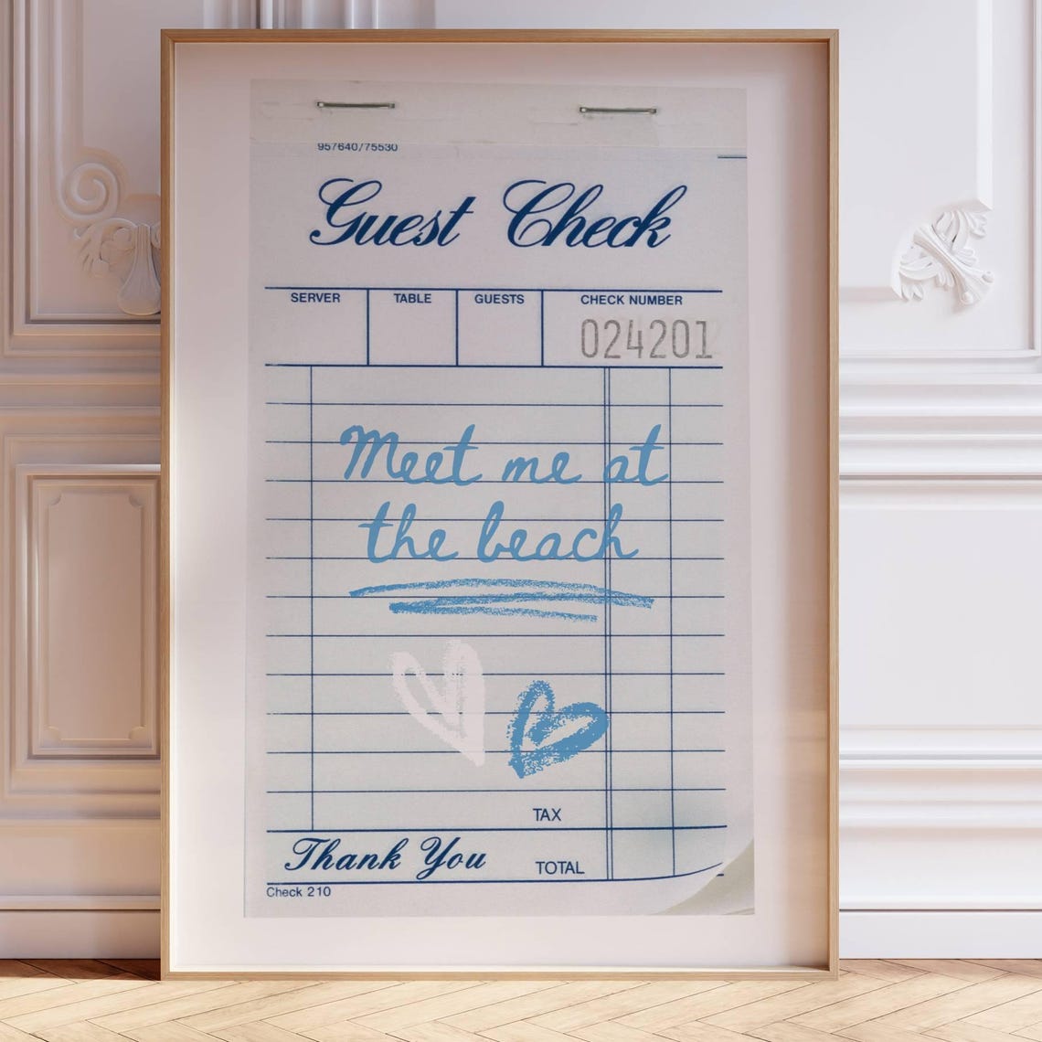 Meet Me At The Beach Guest Check Note Coastal Retro Summer Poster