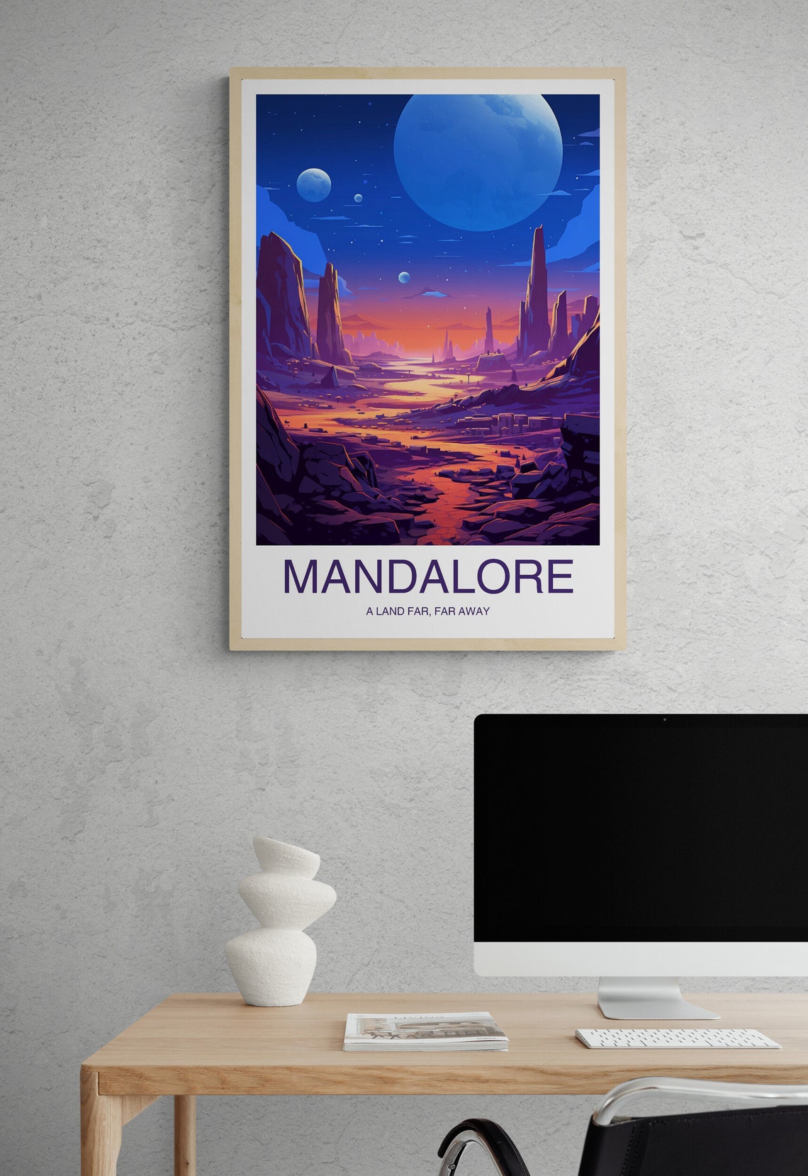 Mandalore A Land Far Far Away Twin Moons Desert Sci Fi Travel Poster - Image 2