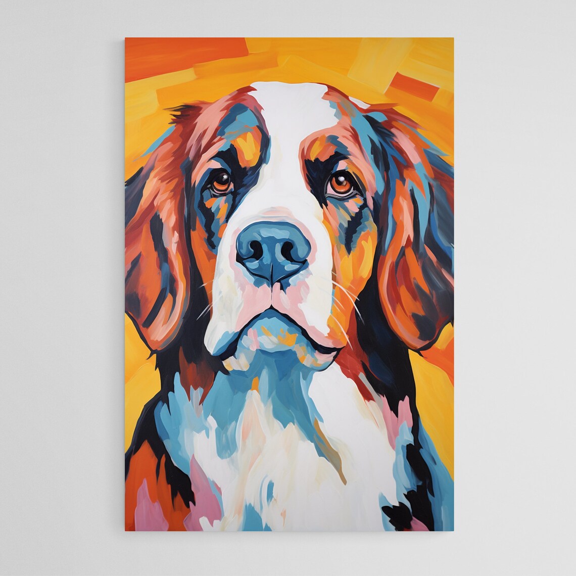 Colorful Saint Bernard Pop Art Rainbow Dog Portrait Art Poster