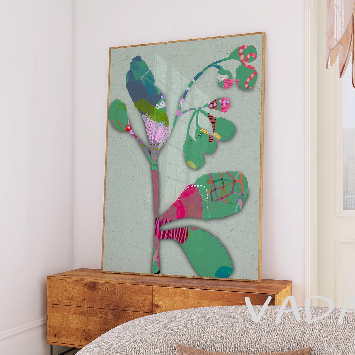 Abstract Botanical Floral Green Art Print, Modern