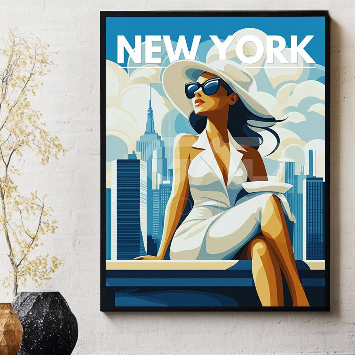 New York City Retro Travel Poster, Cityscape