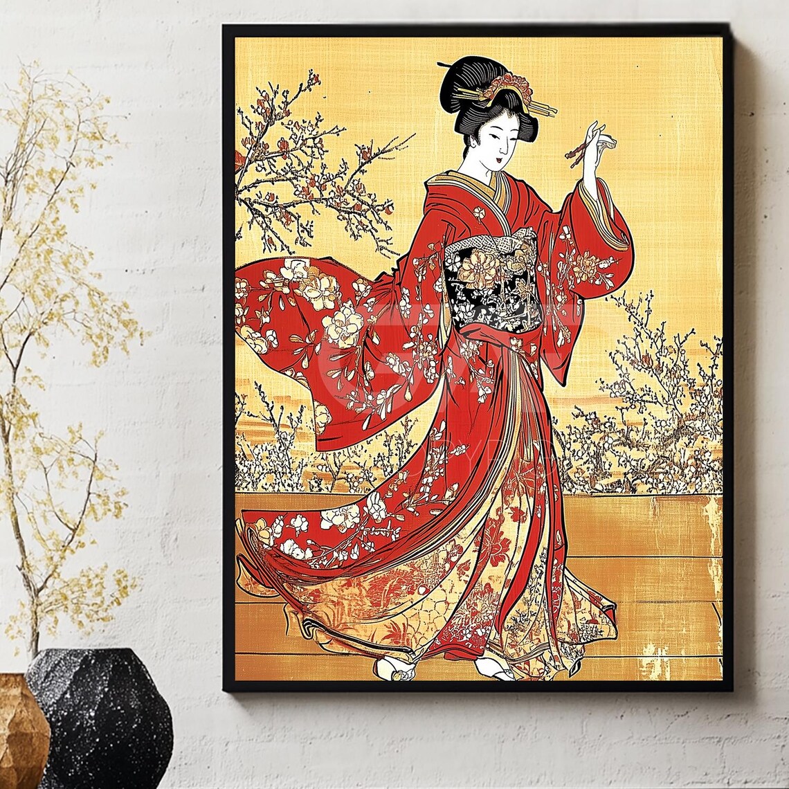 Geisha Oiran Poster Print Kitagawa Utamaro Ancestral Japanese Print Kimono Wall Art Gad Art 00036 Elegance Of The Past