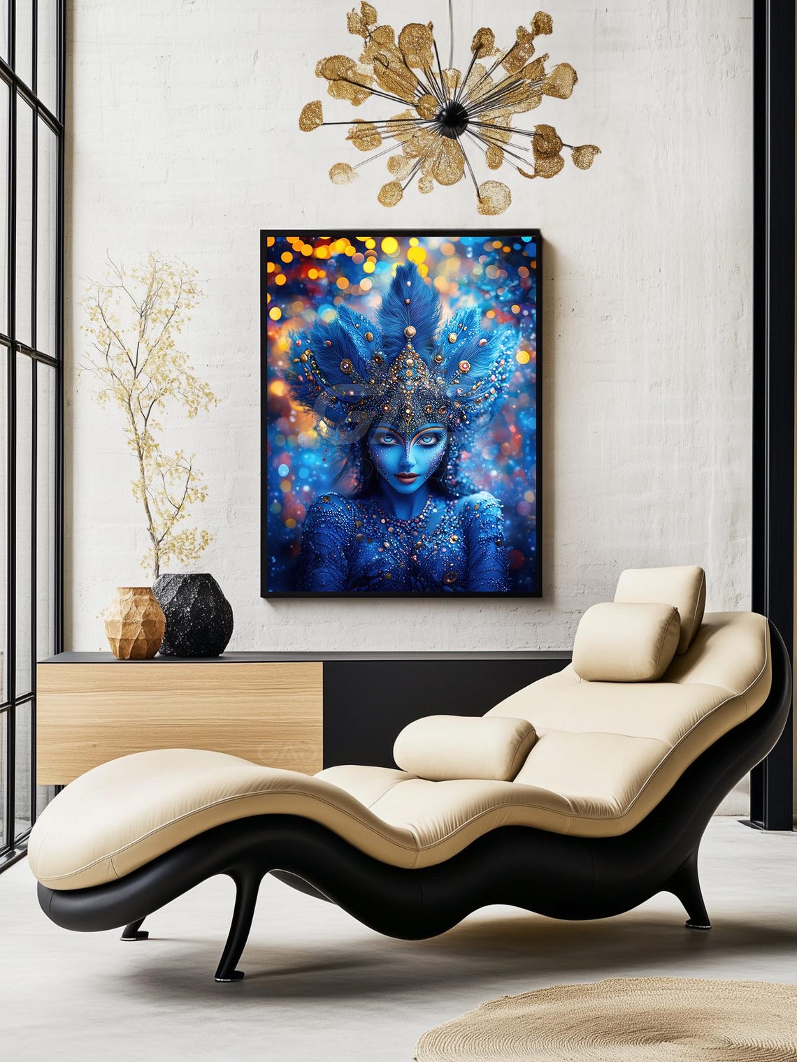 Blue Woman Man Poster Print Wall Art Designs Painting Goddess God Vishnu India Gad Art 00006 The Spirit Of Krishna - Image 3