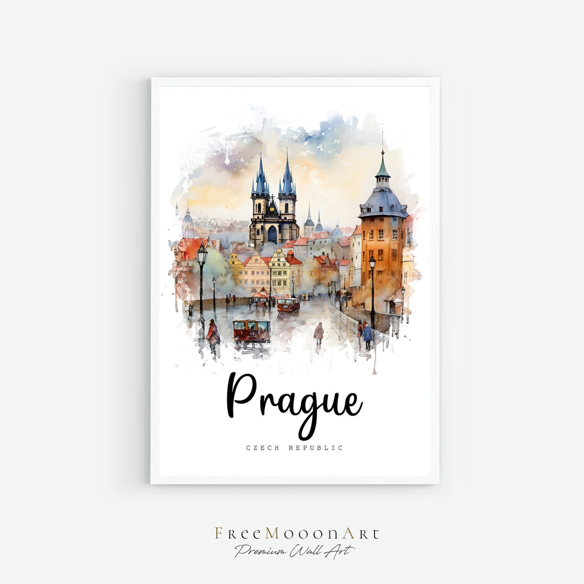 Prague Travel Poster Prague City Print Czech Republic Wall Art Europe Prints Art Prague Watercolor Painting