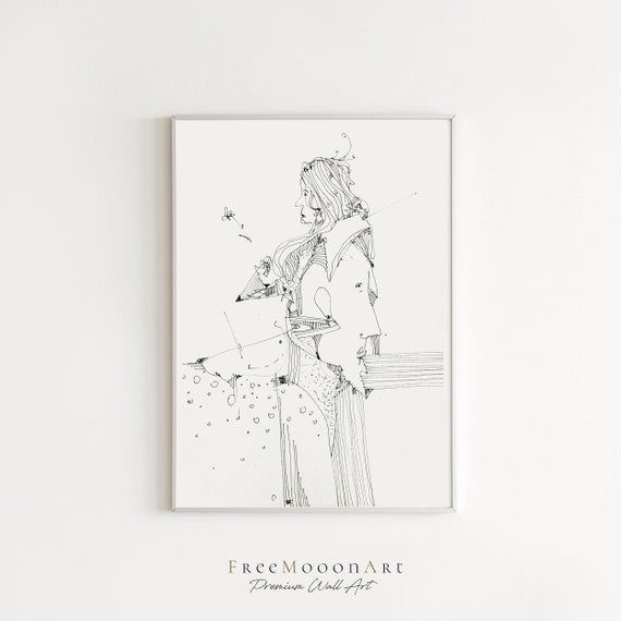 Black And White Wall Art Line Art Print Affordable Wall Art Small Wall Art Sketch Art Line Art Drawing Illustration