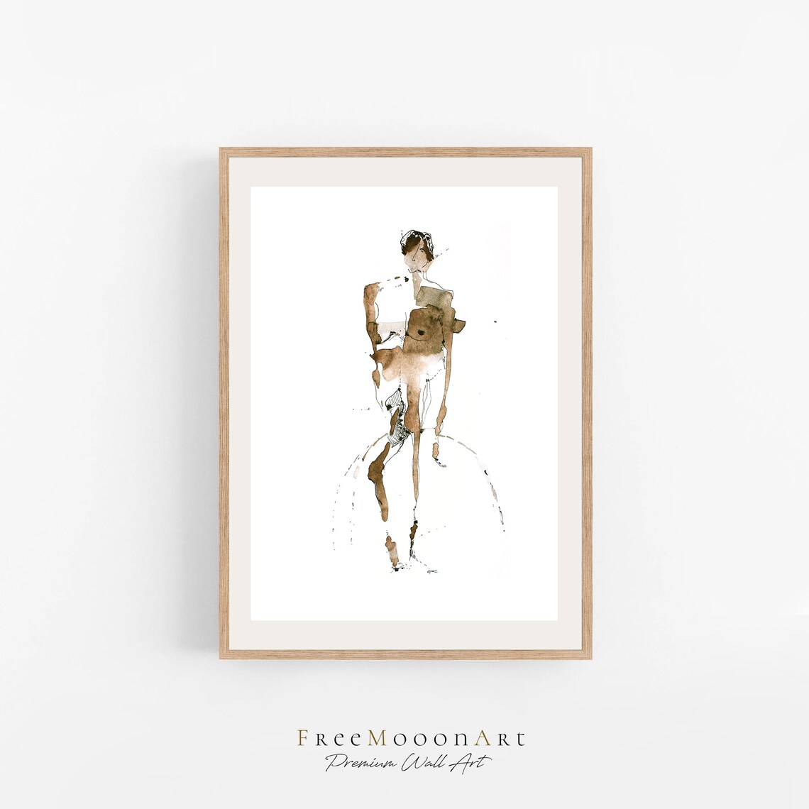 Female Line Art Watercolor Sketch Wall Art Print - Image 2