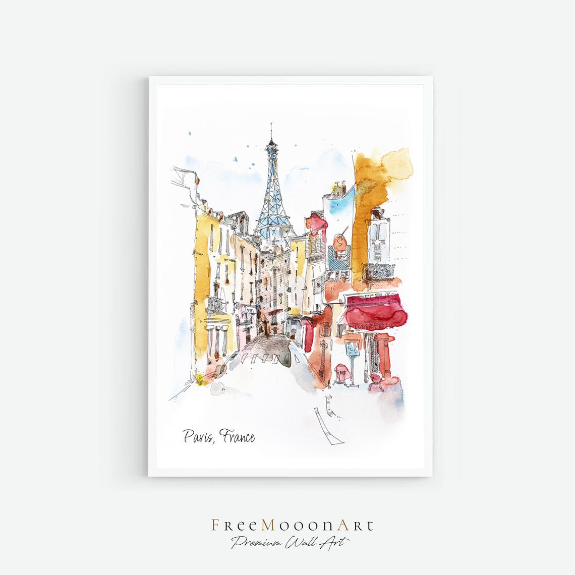 Paris France Travel Poster Paris City Print France Wall Art Decor Europe Prints Hand Painted Watercolor Painting Travel Gifts